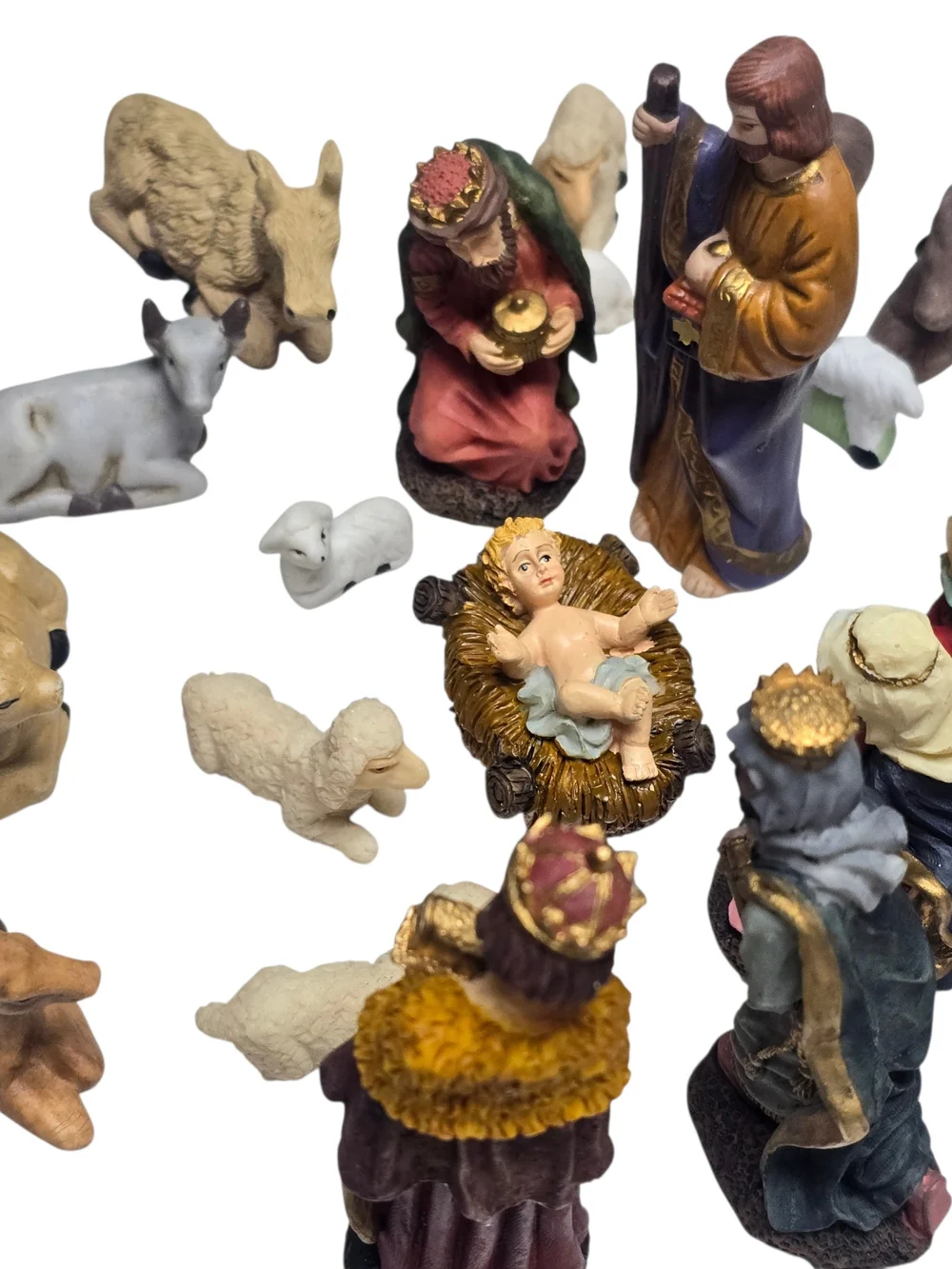Vintage Resin Nativity Set 23 Pc Complete Christmas Creche Holy Family Wise Men